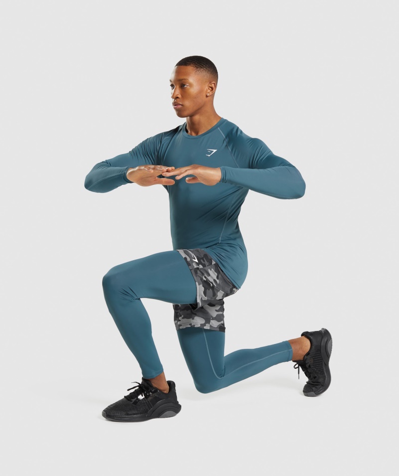 Gymshark Element Baselayer Legíny Toskánske Modrozelené