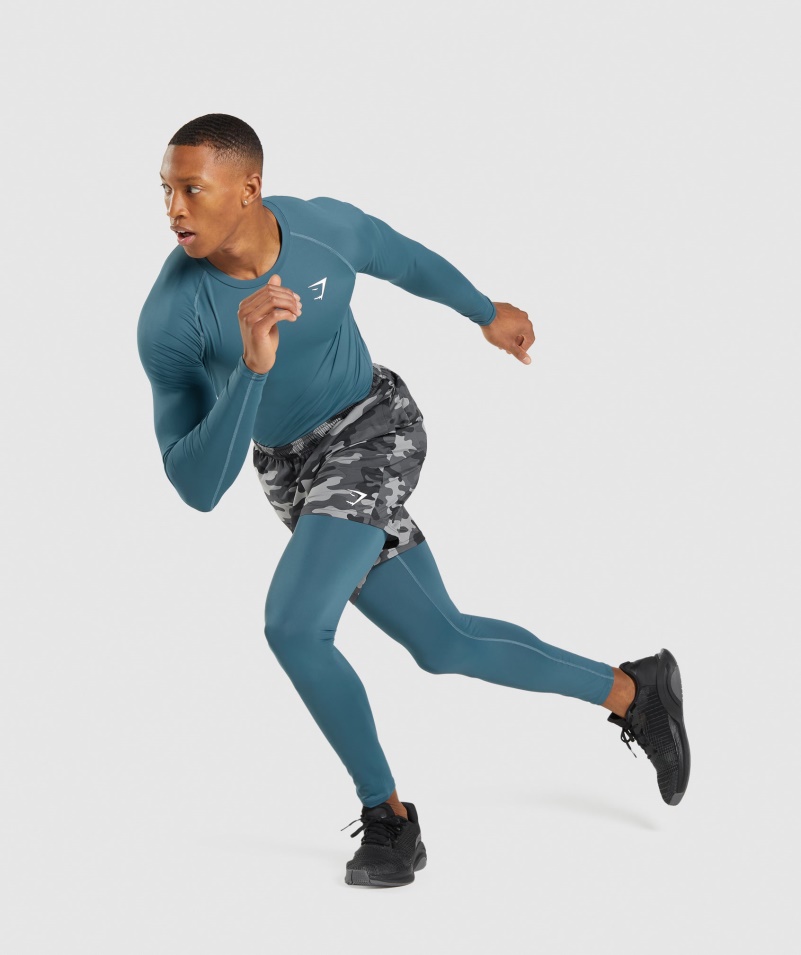 Gymshark Element Baselayer Tričko S Dlhým Rukávom Toskánske Modrozelené