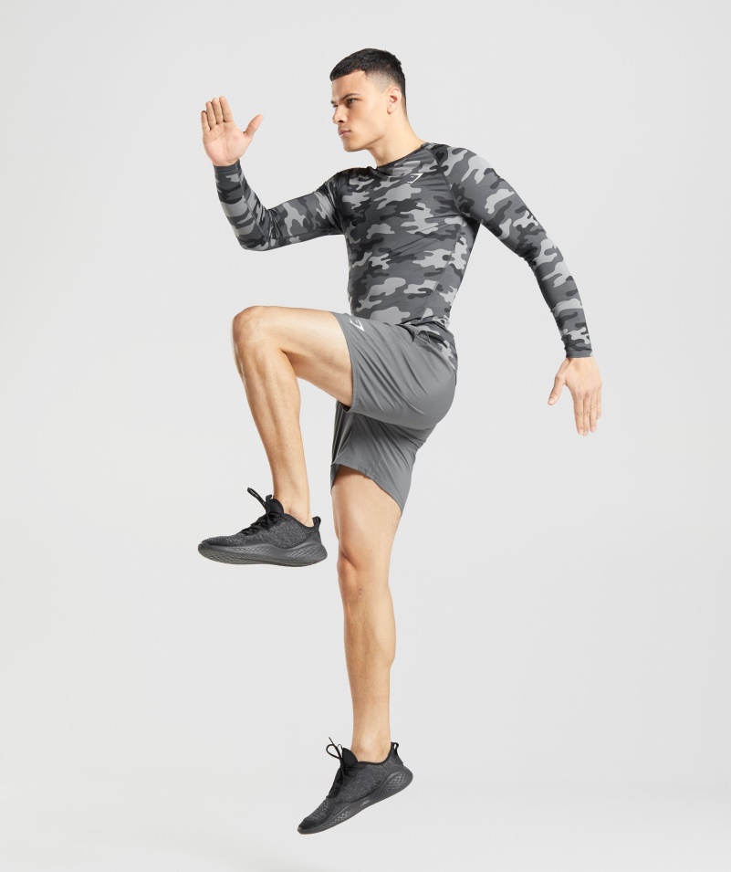 Gymshark Element Baselayer Dlhý Rukáv Top Sivá Potlač