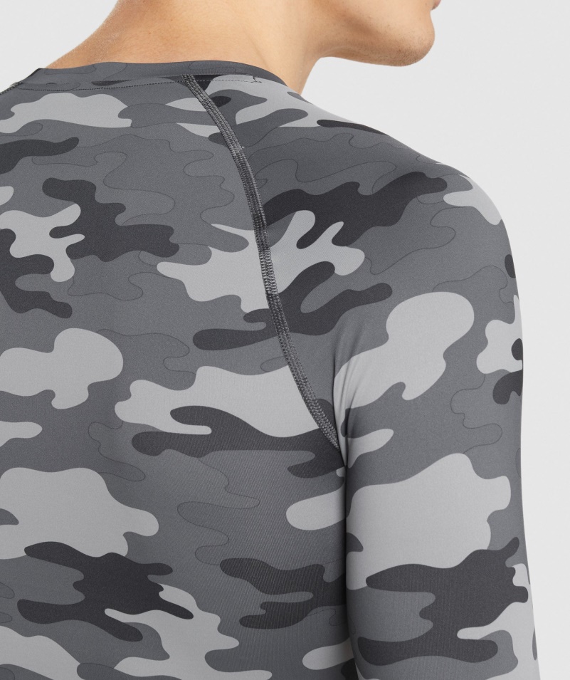 Gymshark Element Baselayer Dlhý Rukáv Top Sivá Potlač