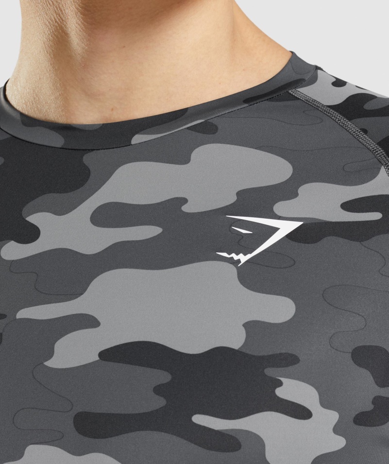 Gymshark Element Baselayer Dlhý Rukáv Top Sivá Potlač