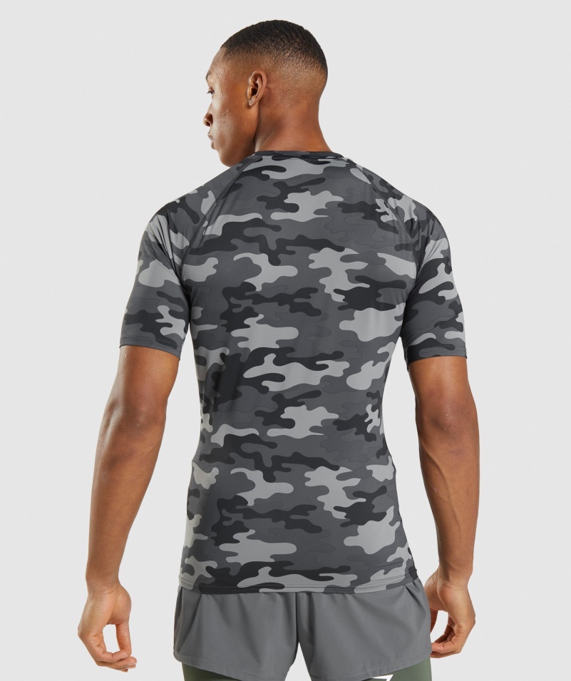 Tričko Gymshark Element Baselayer Camo Sivá Potlač