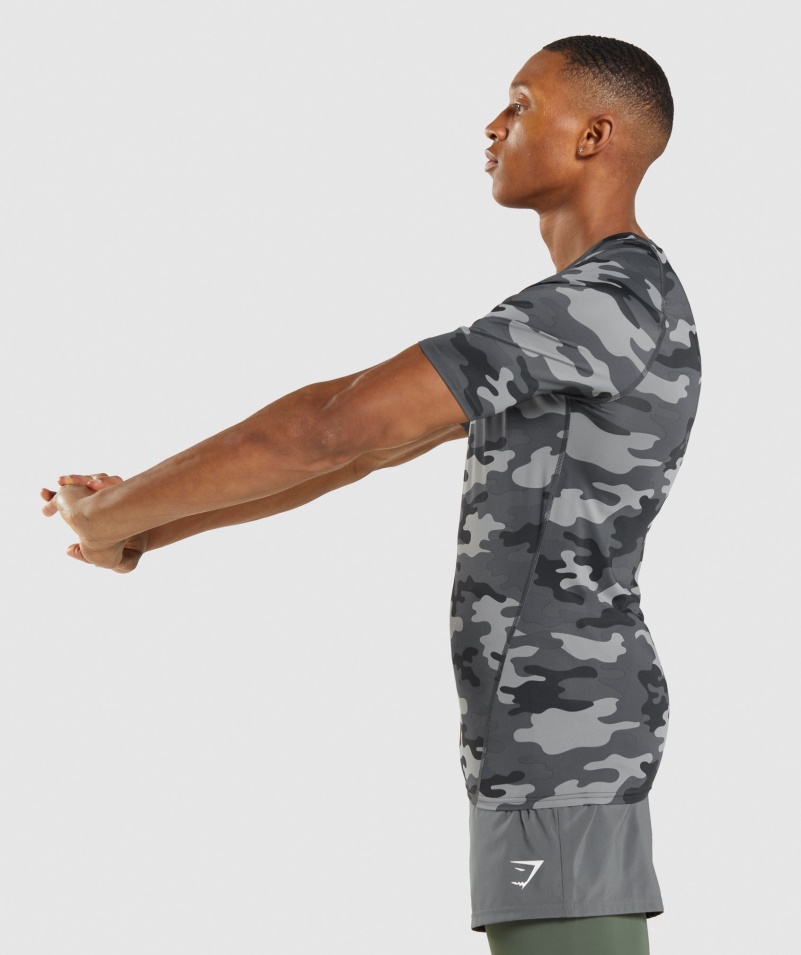 Tričko Gymshark Element Baselayer Camo Sivá Potlač