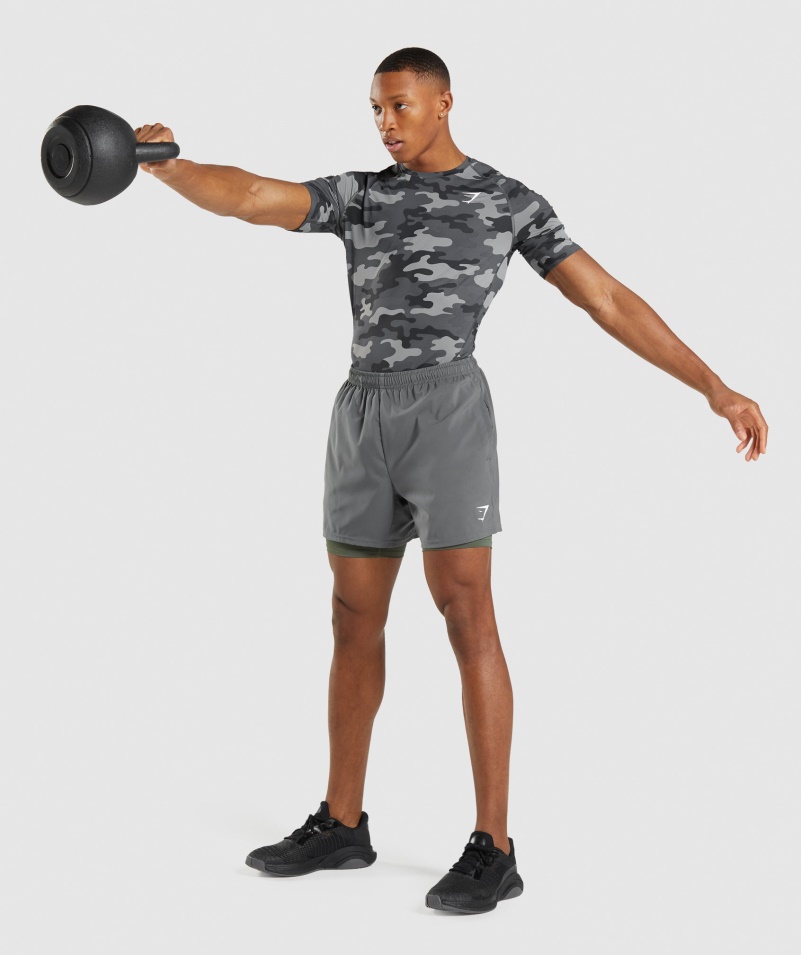 Tričko Gymshark Element Baselayer Camo Sivá Potlač
