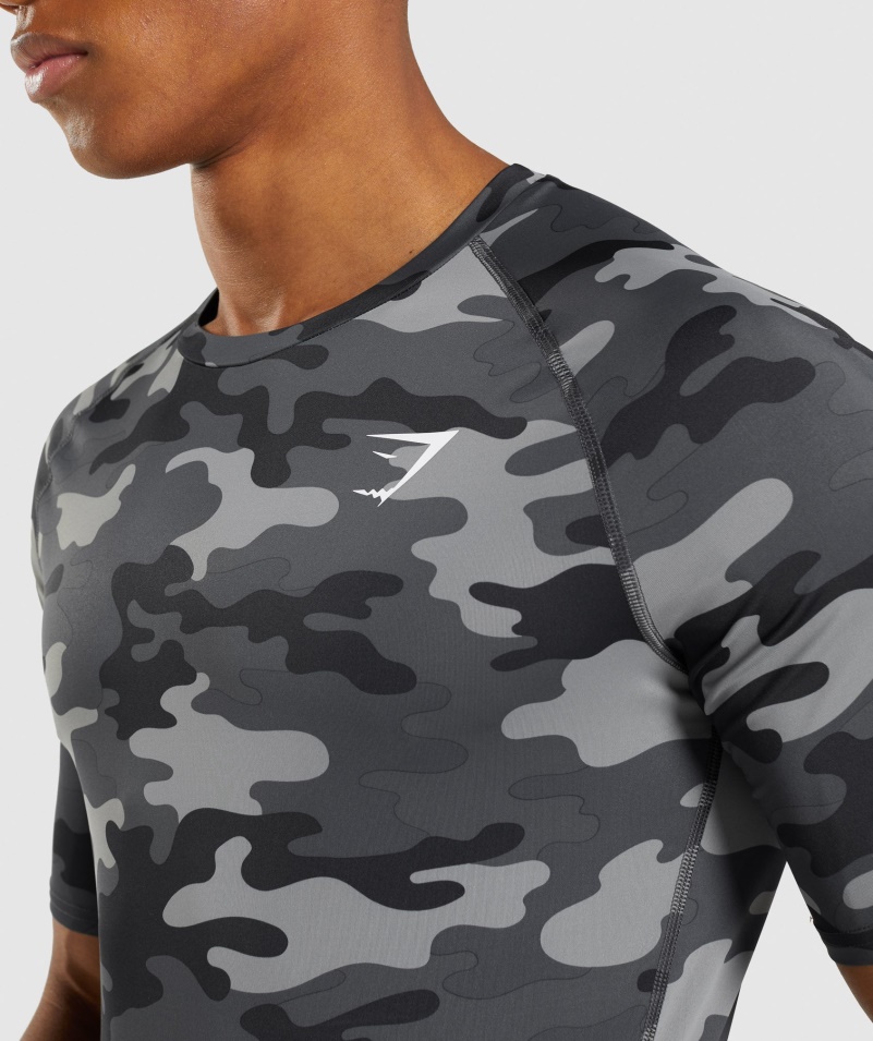 Tričko Gymshark Element Baselayer Camo Sivá Potlač
