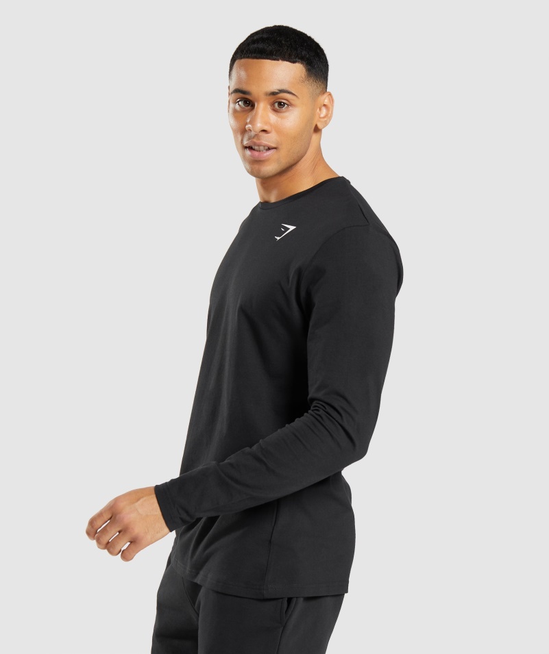 Gymshark Basic Tričko S Dlhým Rukávom čierne
