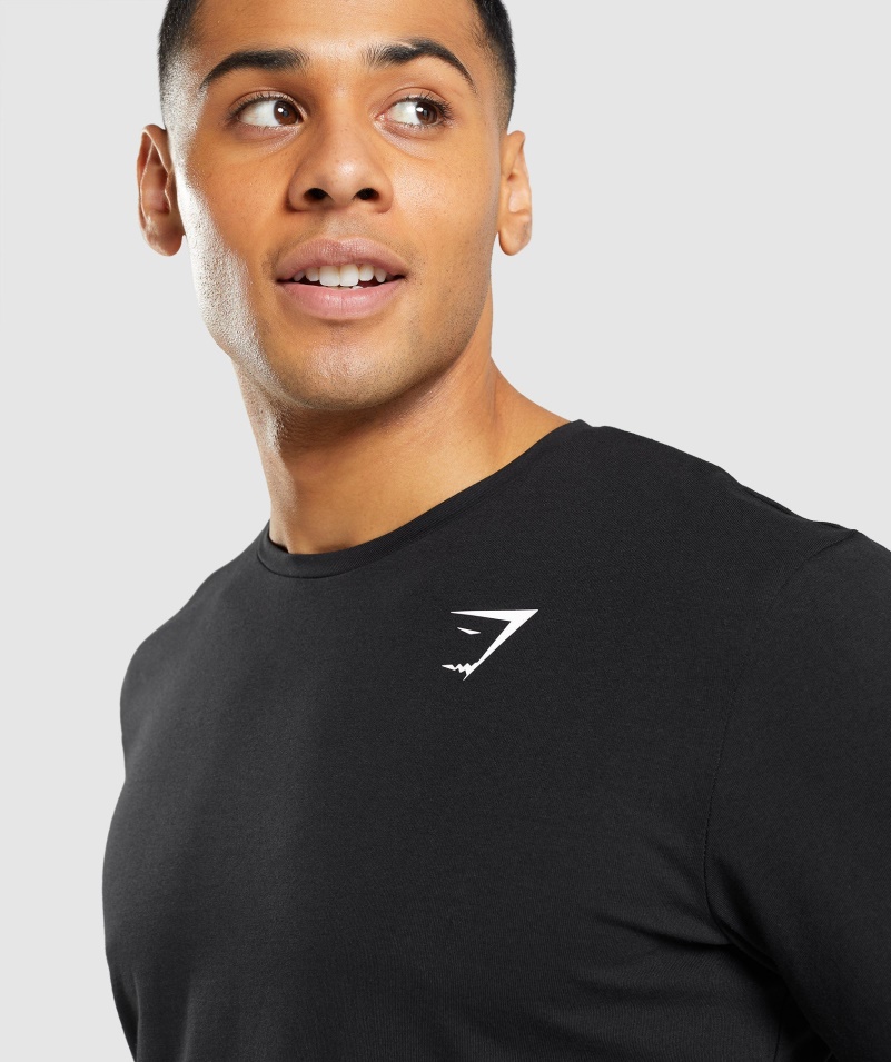 Gymshark Basic Tričko S Dlhým Rukávom čierne
