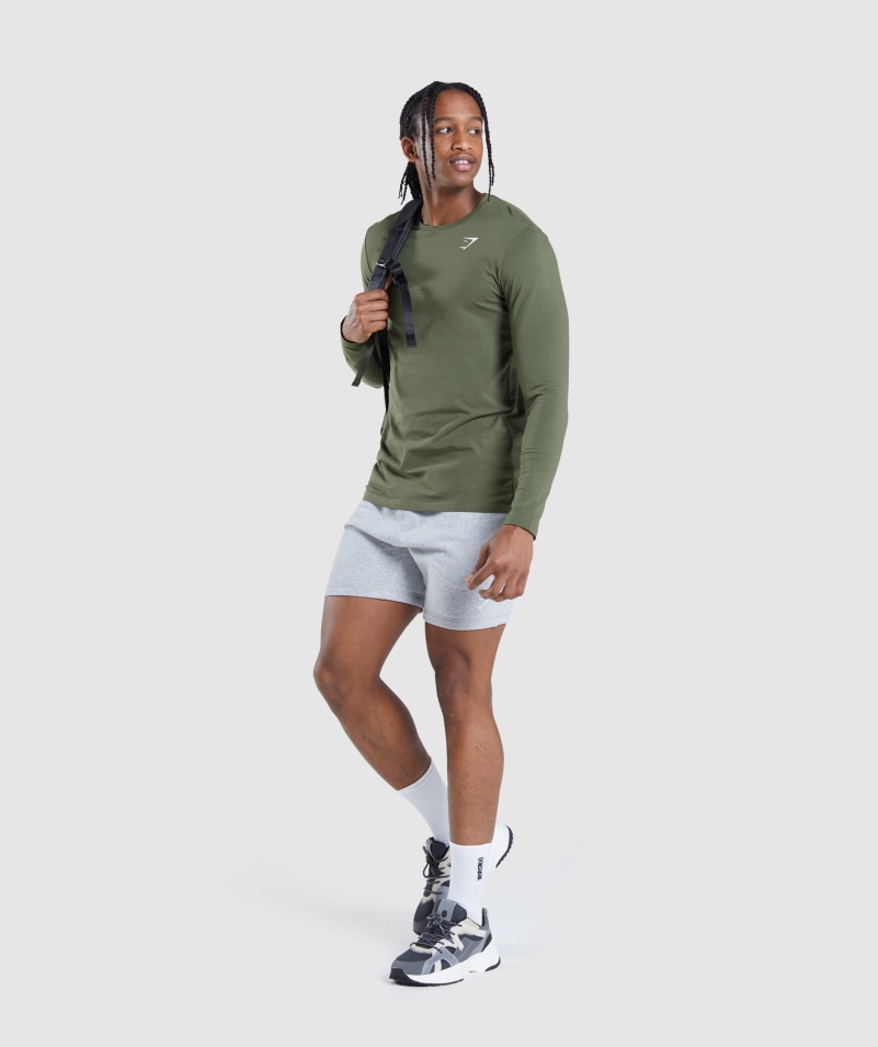 Gymshark Esenciálne Tričko S Dlhým Rukávom Jadro Olivové