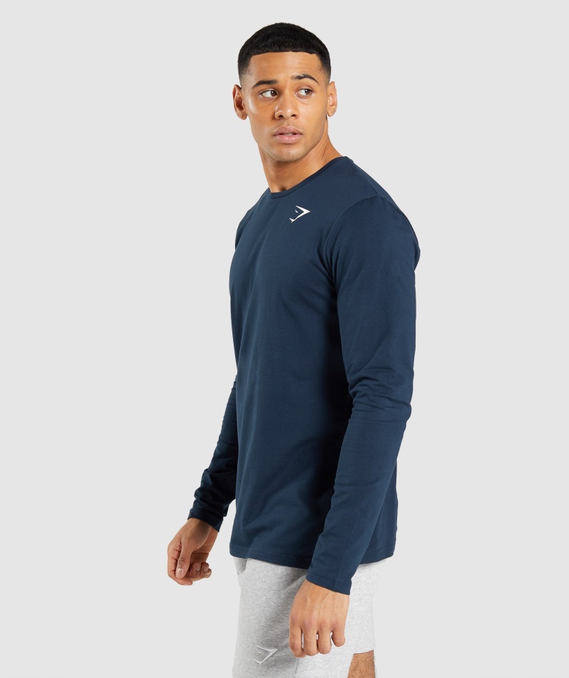 Gymshark Základné Tričko S Dlhým Rukávom V Námorníckej Farbe