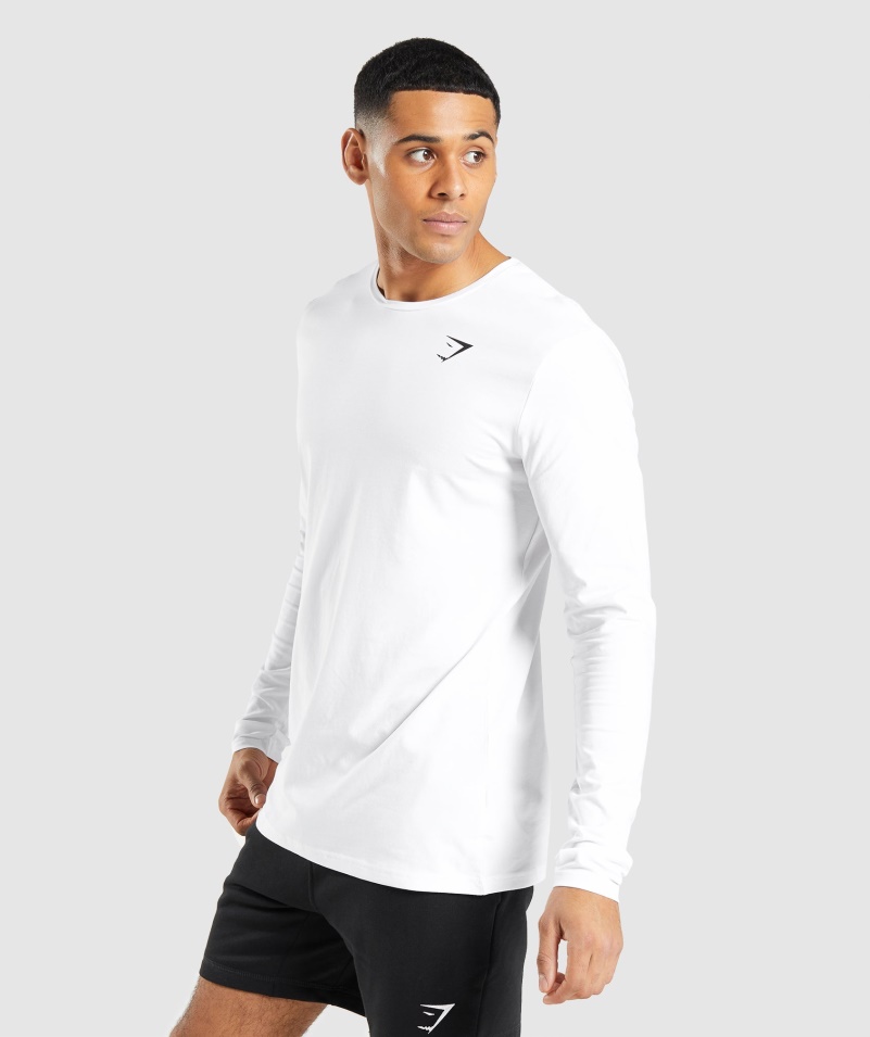 Gymshark Essential Tričko S Dlhým Rukávom Biele