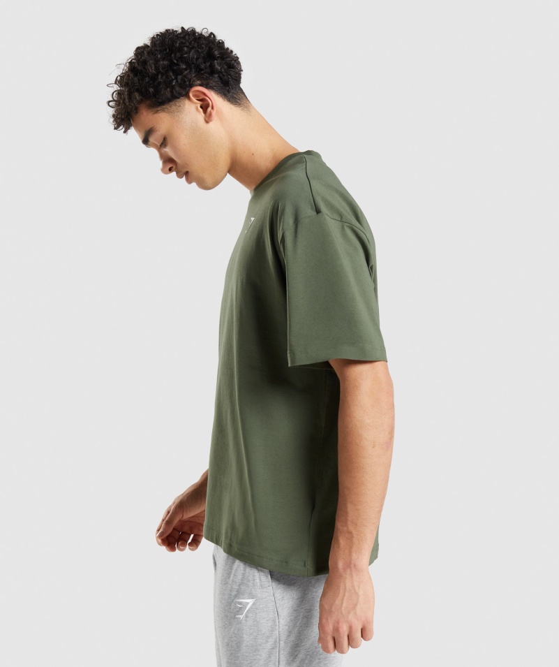 Gymshark Essential Oversized Tričko Core Olive
