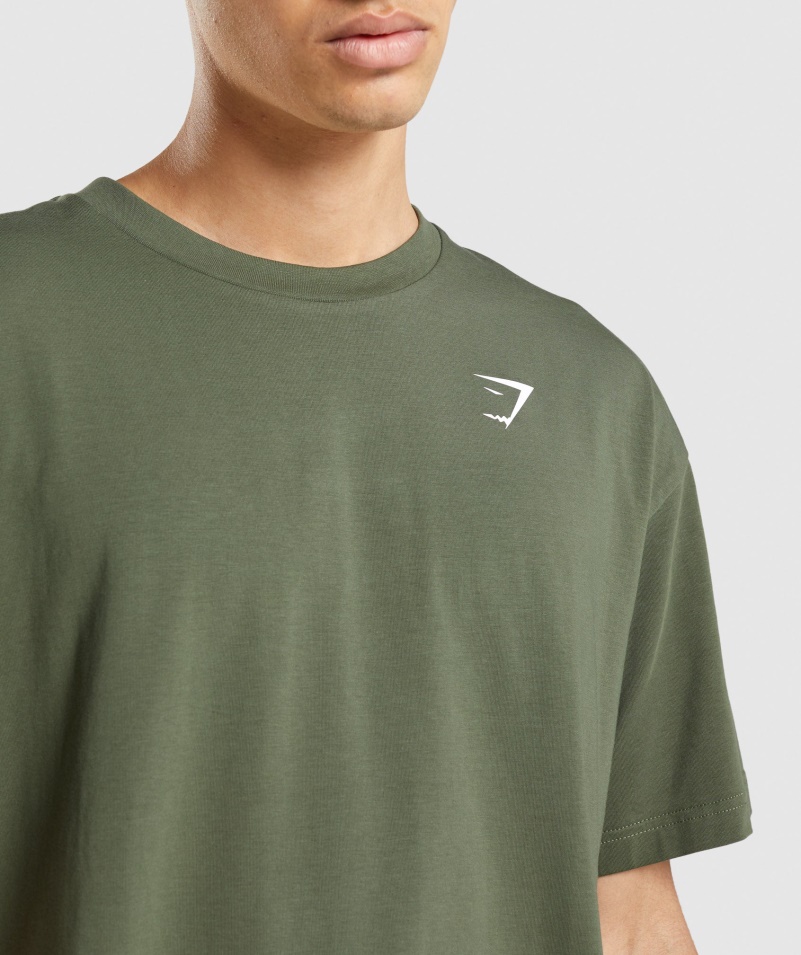 Gymshark Essential Oversized Tričko Core Olive
