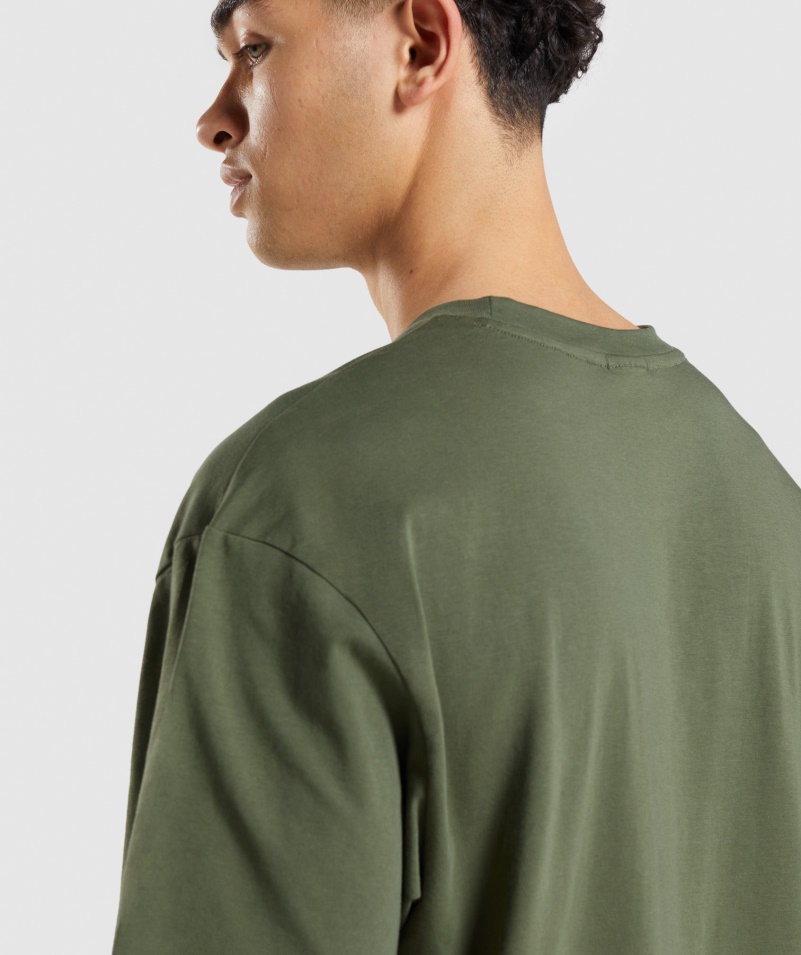 Gymshark Essential Oversized Tričko Core Olive