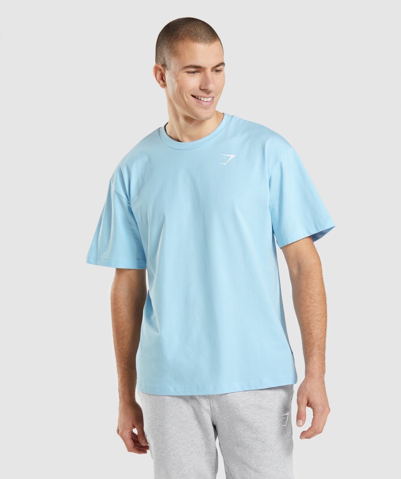 Gymshark Essential Oversized Tričko ľanové Modré