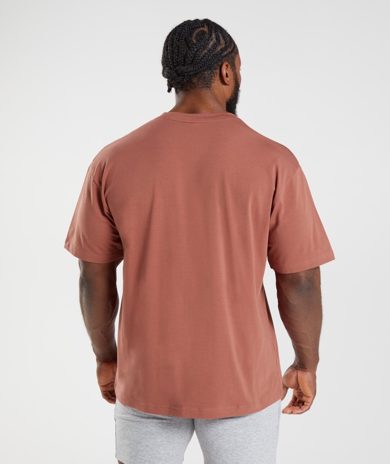 Gymshark Essential Oversized Tričko Ružovo Hnedé