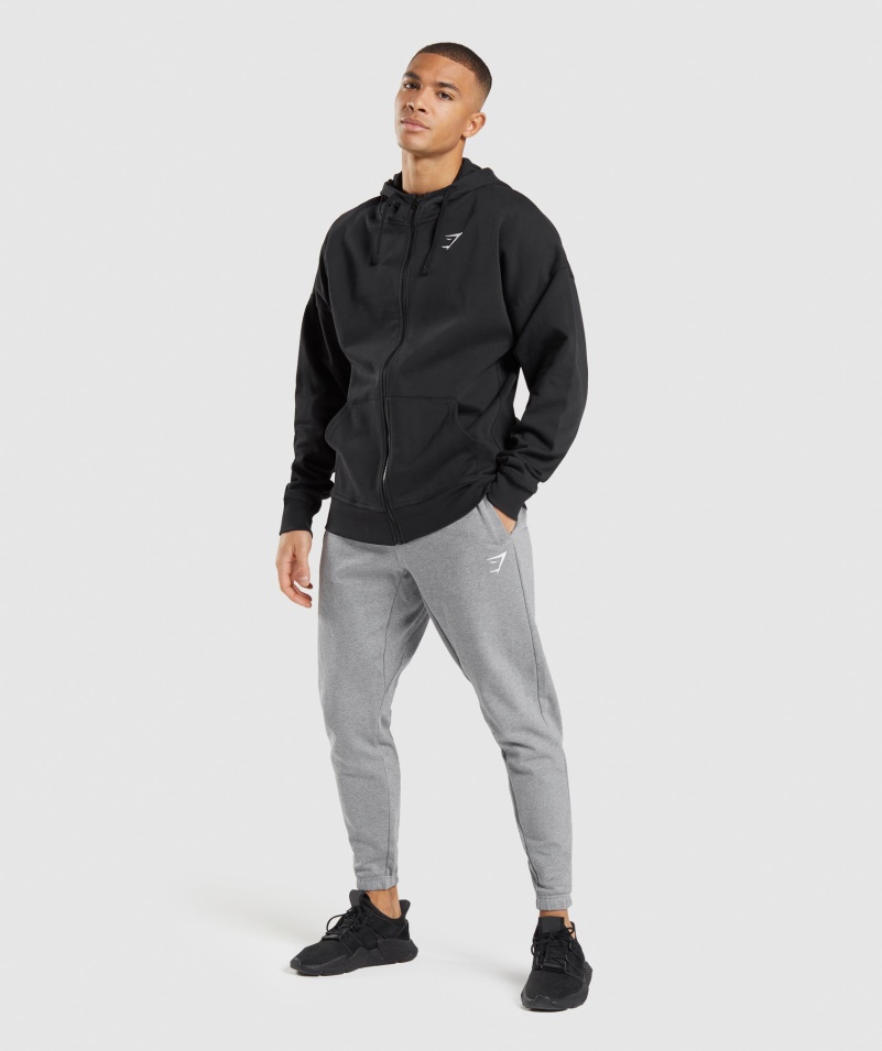 Gymshark Essential Oversized Mikina Na Zips čierna