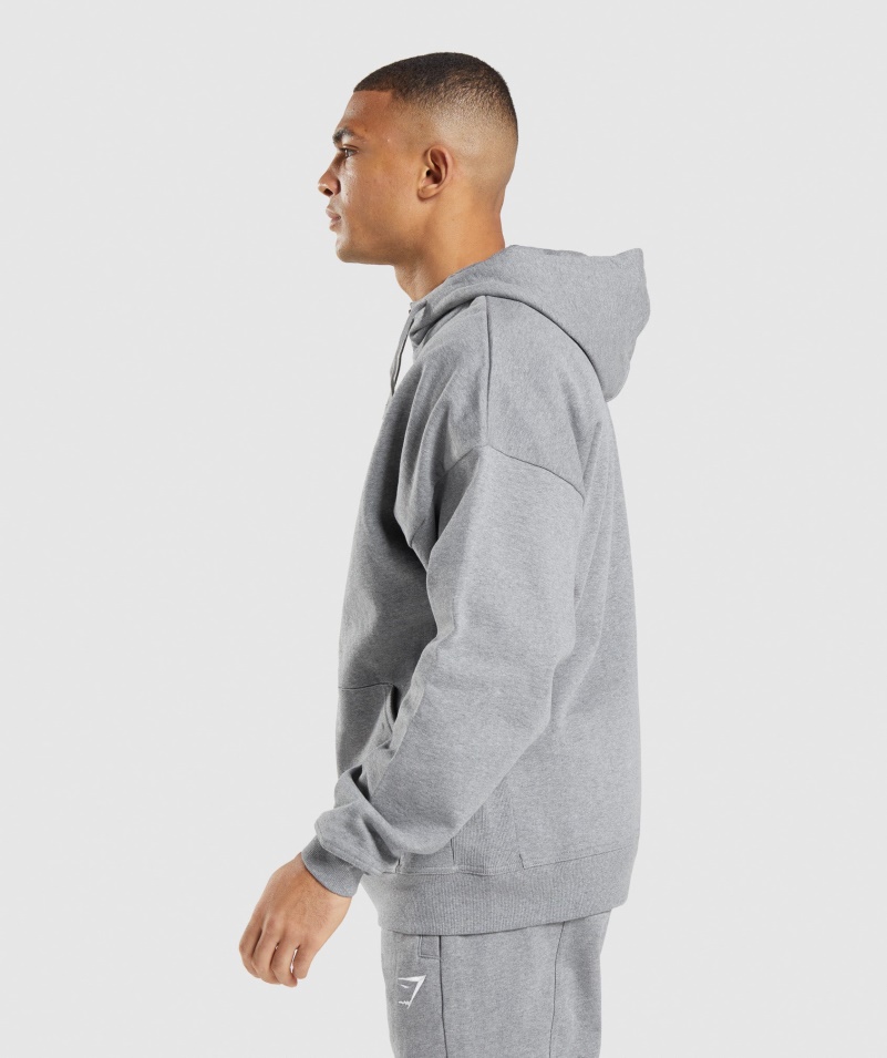 Gymshark Essential Oversized Mikina Na Zips S Kapucňou Charcoal Marl