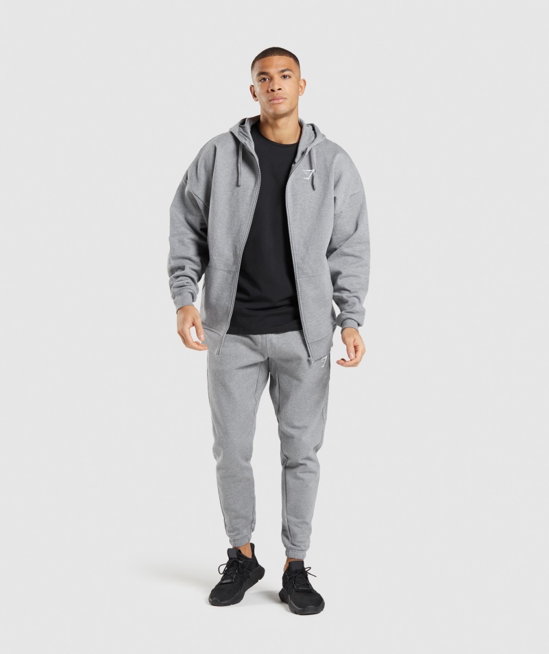 Gymshark Essential Oversized Mikina Na Zips S Kapucňou Charcoal Marl