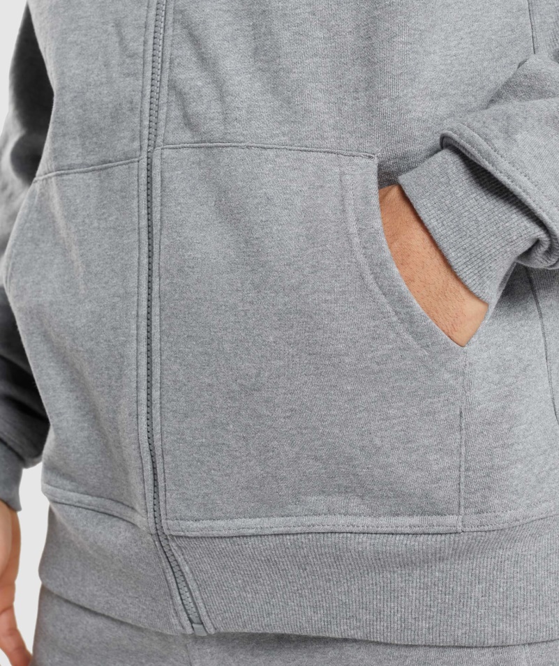 Gymshark Essential Oversized Mikina Na Zips S Kapucňou Charcoal Marl