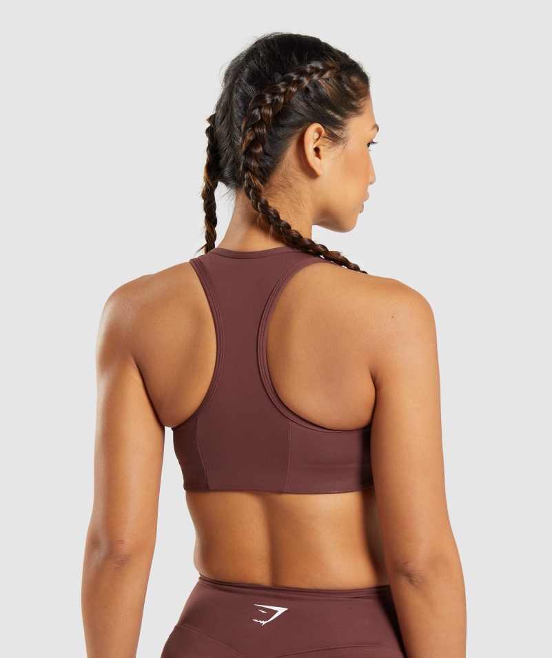 Gymshark Essential Racer Späť športová Podprsenka Cherry Hnedá