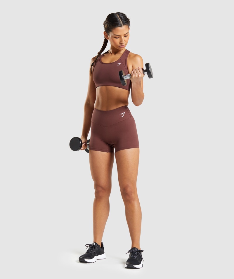 Gymshark Essential Racer Späť športová Podprsenka Cherry Hnedá