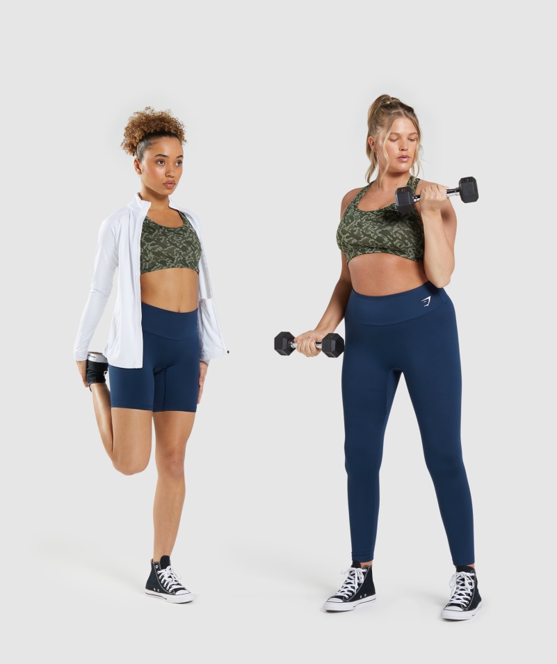 Gymshark Essential Racer Späť športová Podprsenka Zelená Potlač