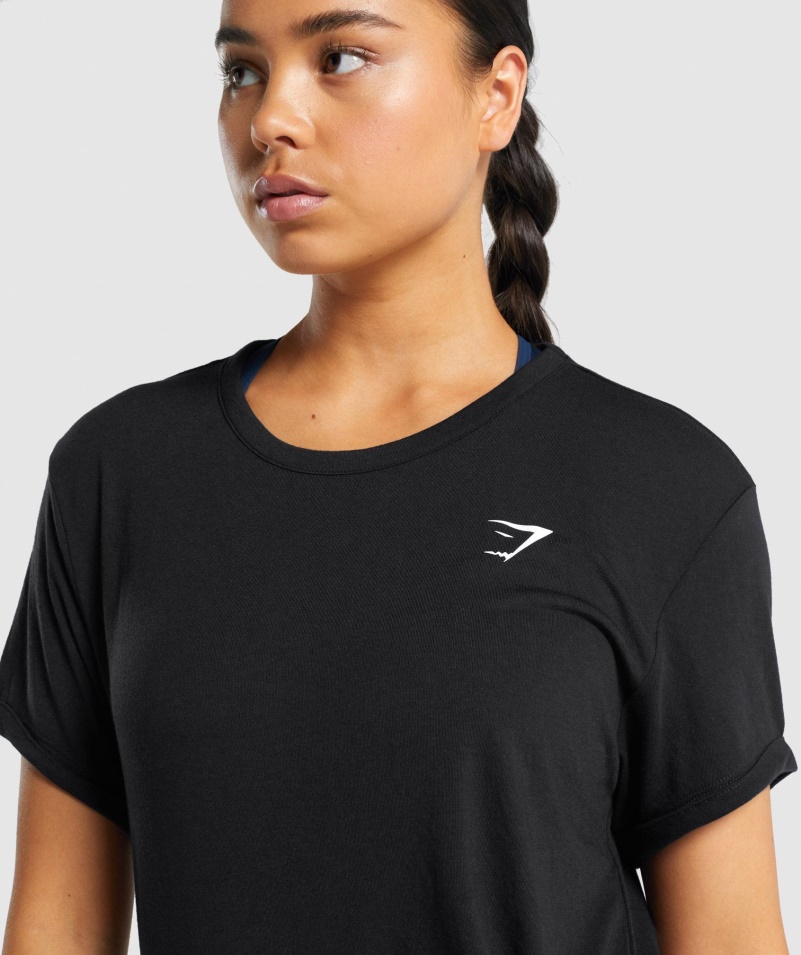 Gymshark Základné Tričko Dámske čierne