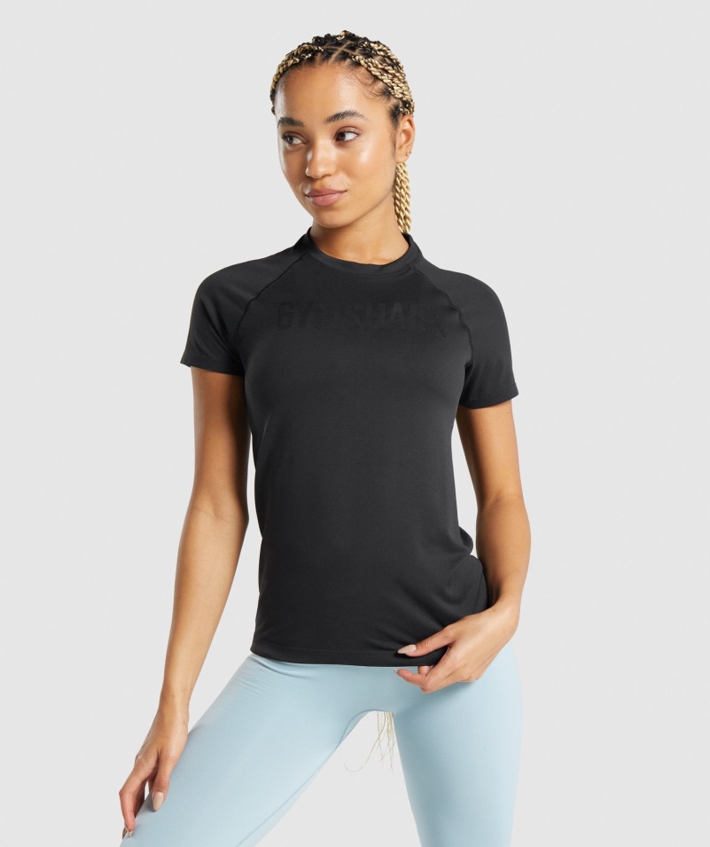 Gymshark Fit Bezšvové Voľné Tričko čierne