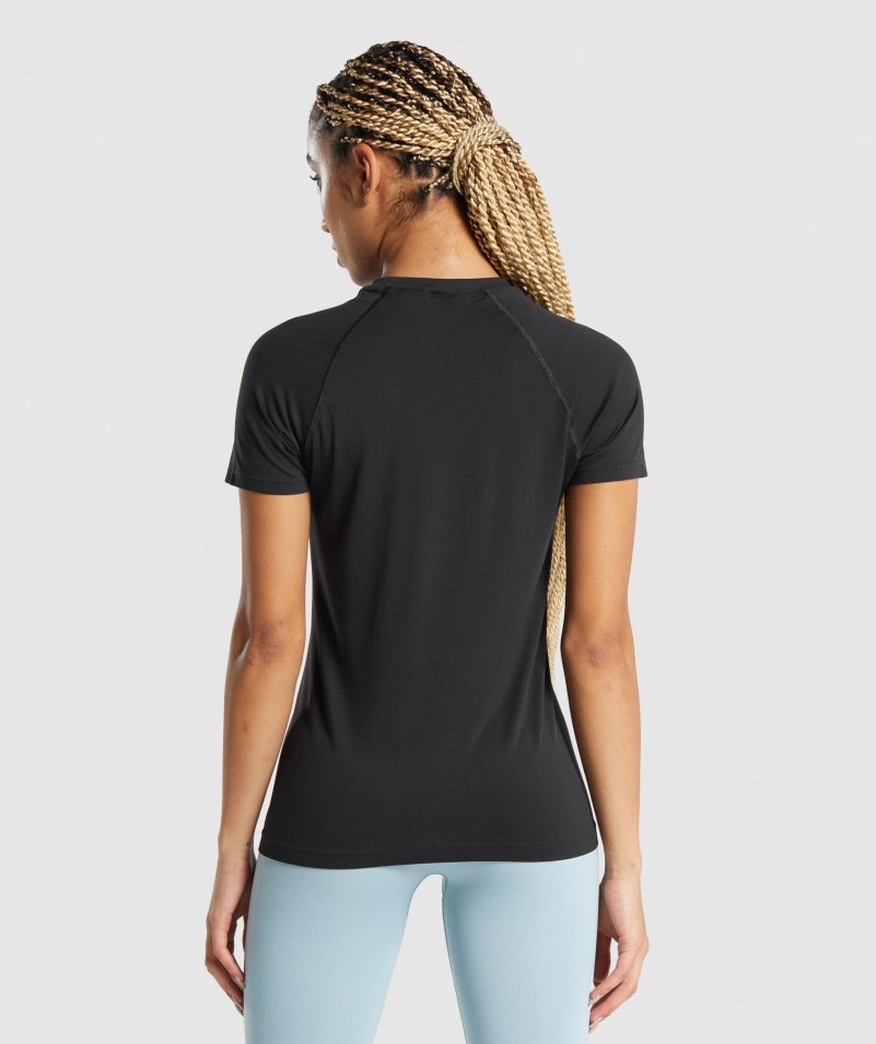 Gymshark Fit Bezšvové Voľné Tričko čierne