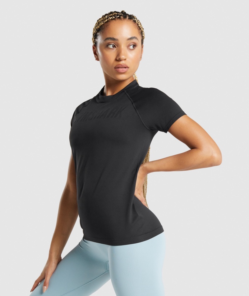Gymshark Fit Bezšvové Voľné Tričko čierne