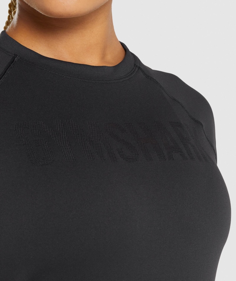 Gymshark Fit Bezšvové Voľné Tričko čierne