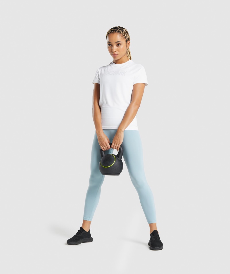 Gymshark Fit Bezšvové Voľné Tričko Biele