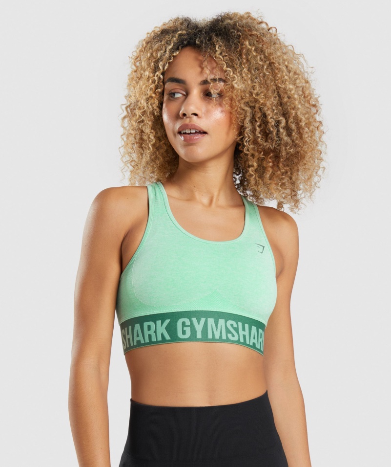 Gymshark Flex športová Podprsenka Kaktusovo Zelená Marl