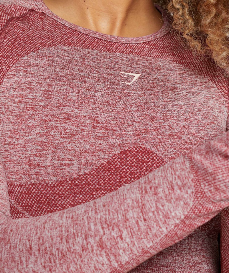 Gymshark Flex Sports Dlhý Rukáv Crop Top Vínová Marl