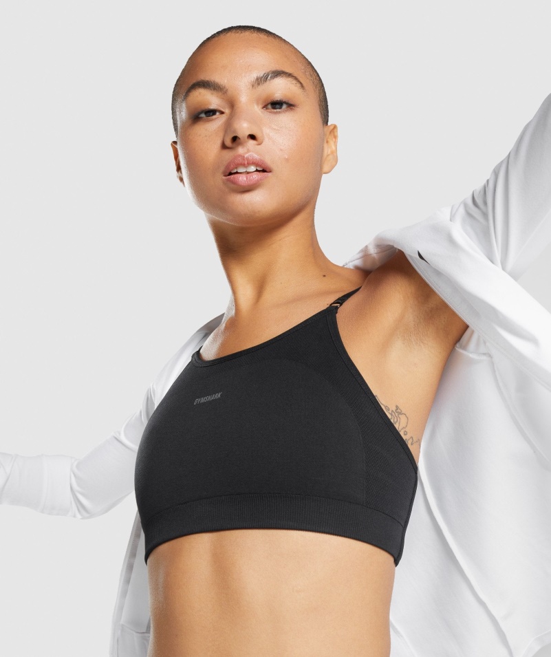 Gymshark Flex Remienková športová Podprsenka čierno-uhoľná