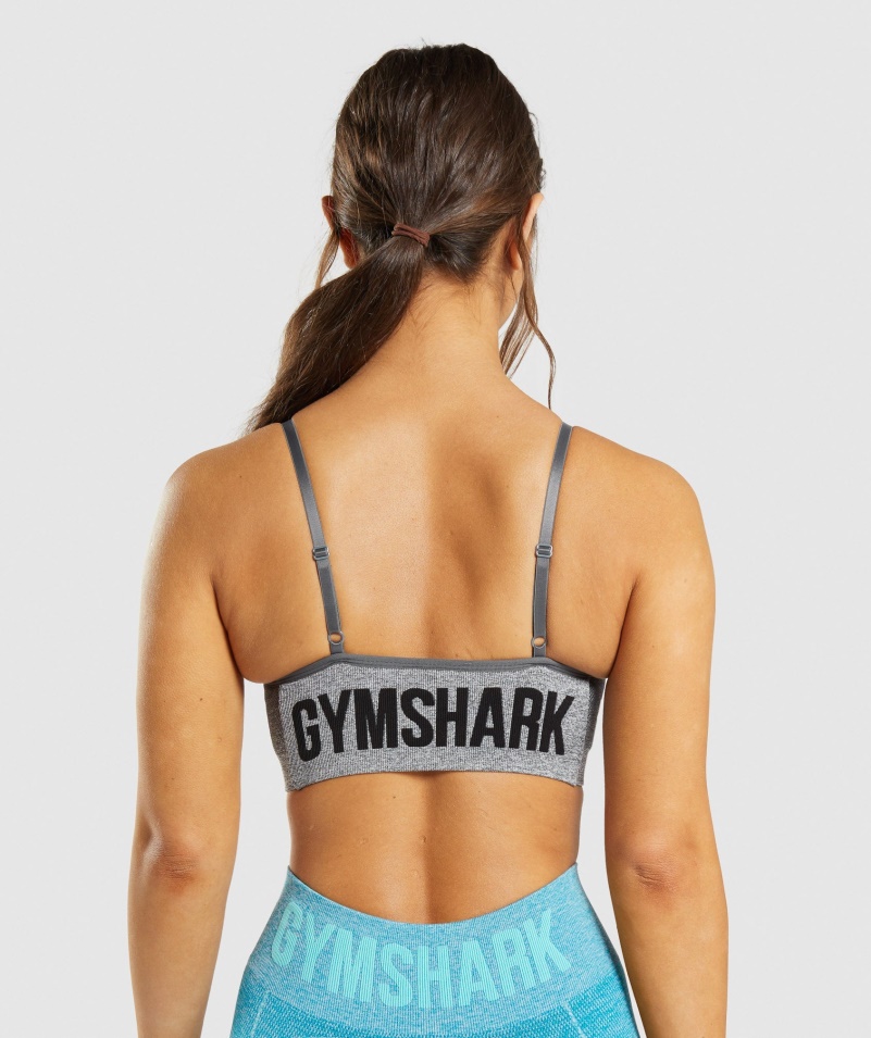 Gymshark Flex Strappy športová Podprsenka Uhľovo Sivá Marl