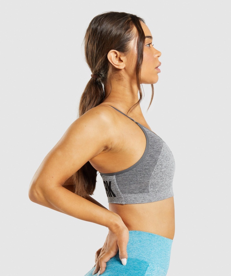 Gymshark Flex Strappy športová Podprsenka Uhľovo Sivá Marl