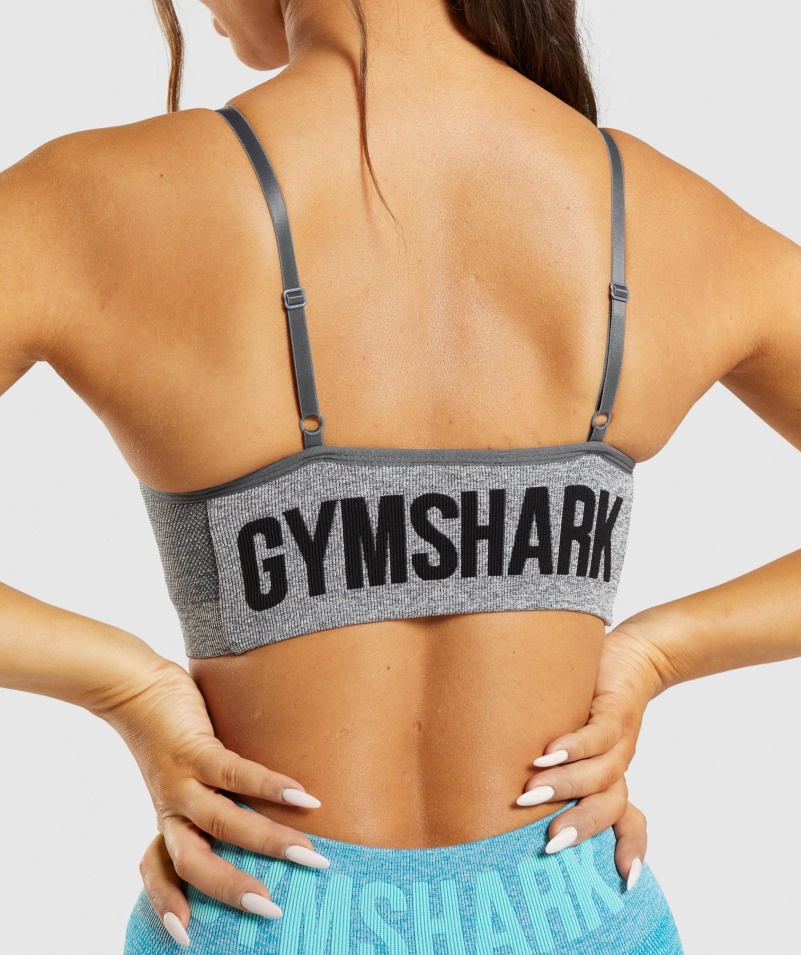 Gymshark Flex Strappy športová Podprsenka Uhľovo Sivá Marl