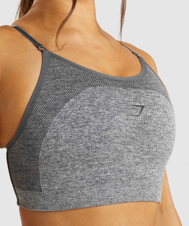 Gymshark Flex Strappy športová Podprsenka Uhľovo Sivá Marl