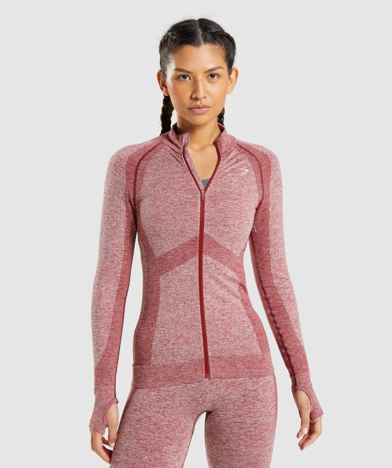 Gymshark Flex Zips Cez Bundu Bordovej Marl