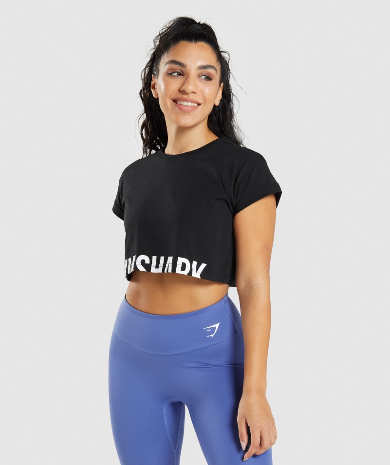 Gymshark Zlomok Crop Top čierny