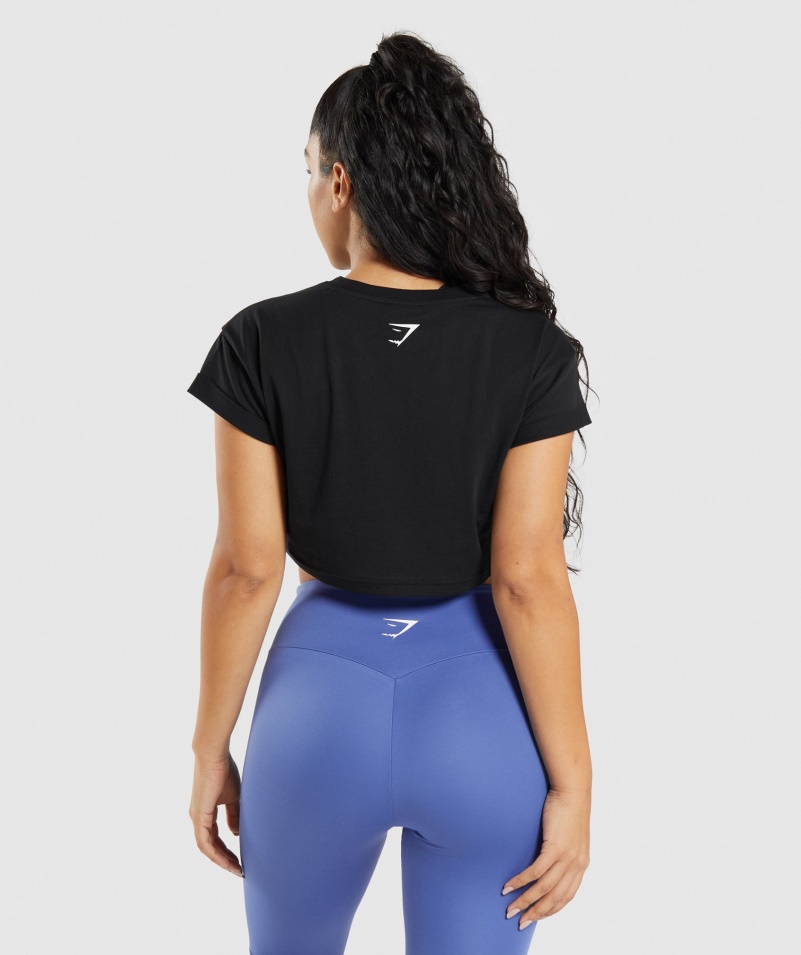 Gymshark Zlomok Crop Top čierny