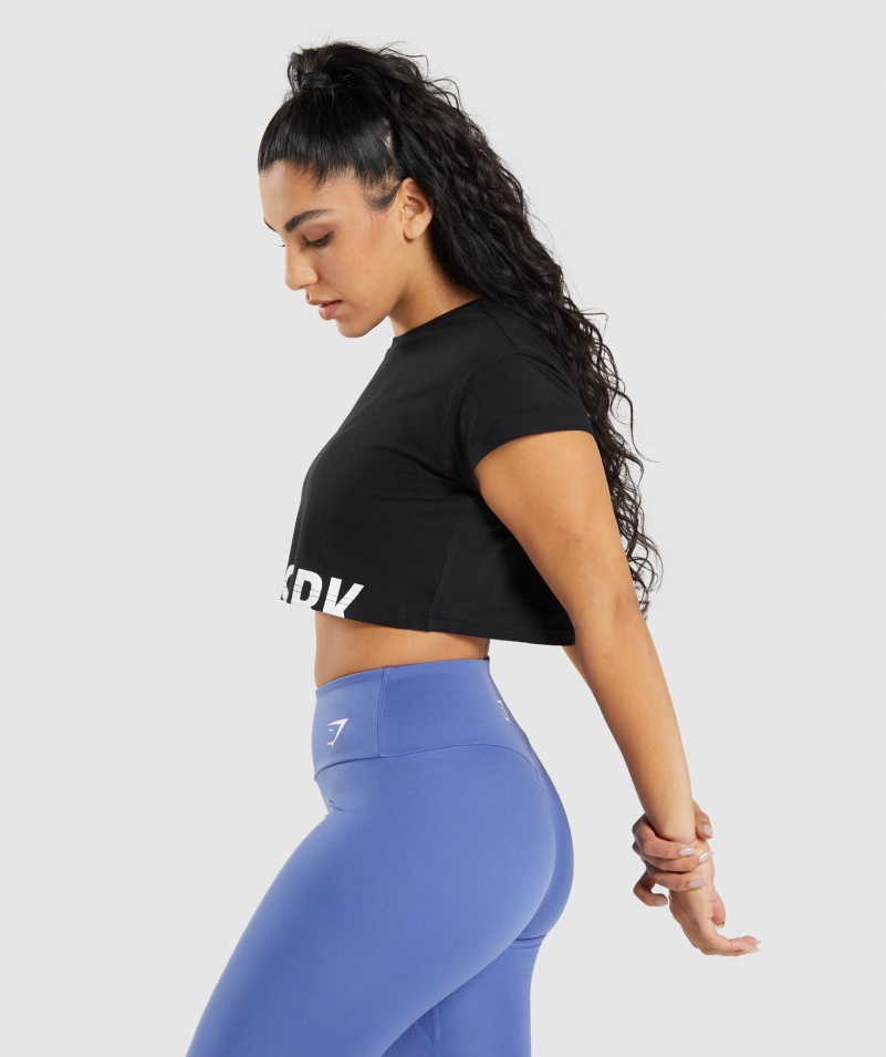 Gymshark Zlomok Crop Top čierny