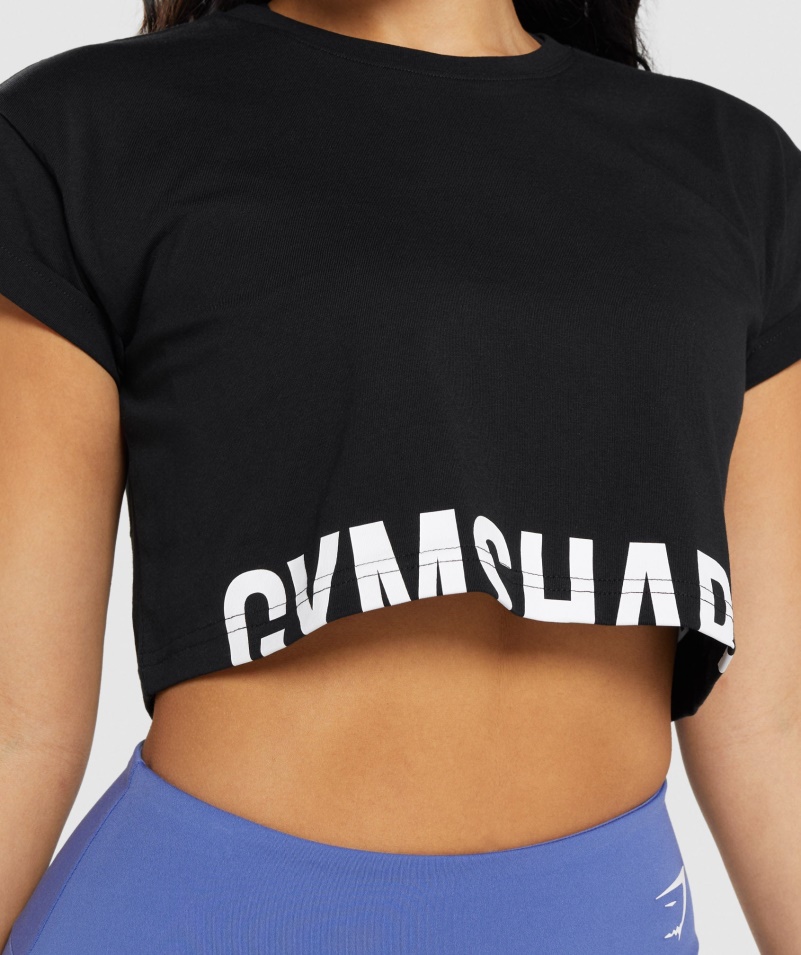 Gymshark Zlomok Crop Top čierny