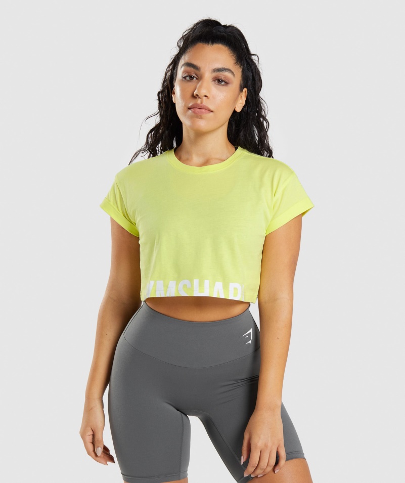 Gymshark Zlomok Crop Top Svetluška Zelená