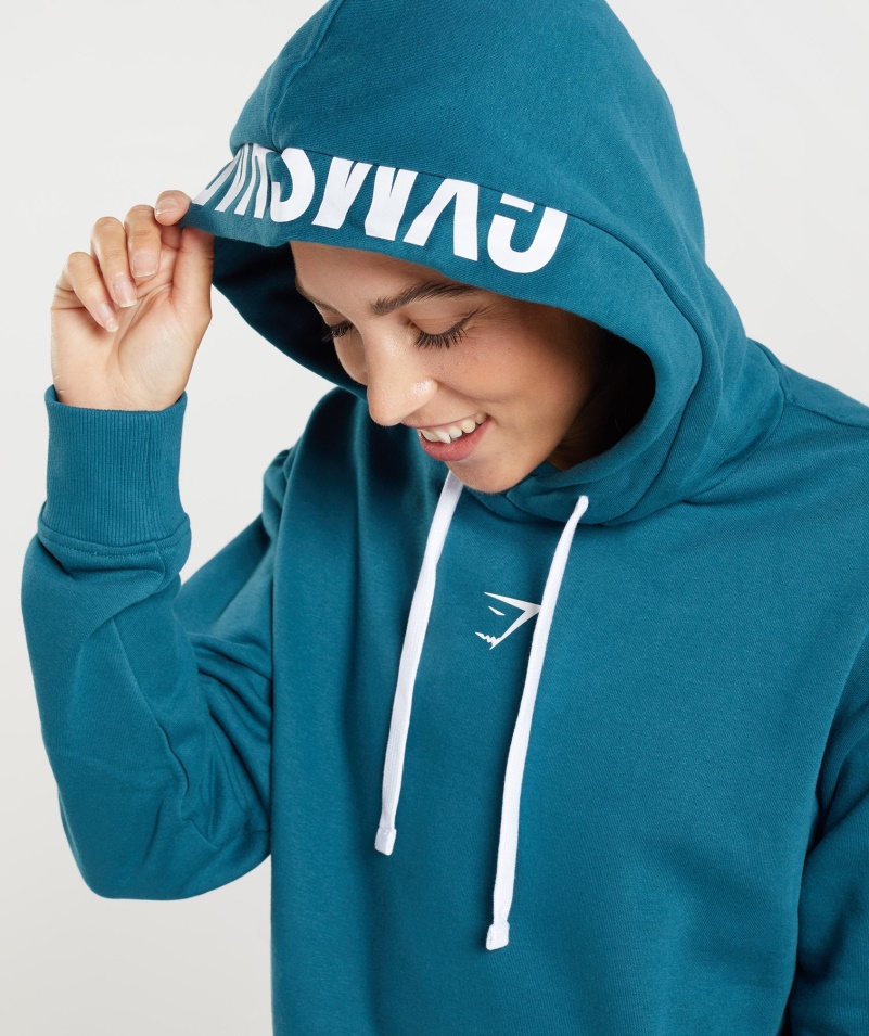 Mikina S Kapucňou Gymshark Frakcie Atlantic Blue