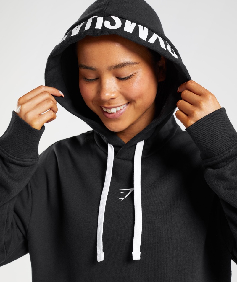 Mikina S Kapucňou Gymshark Frakcie čierno-biela