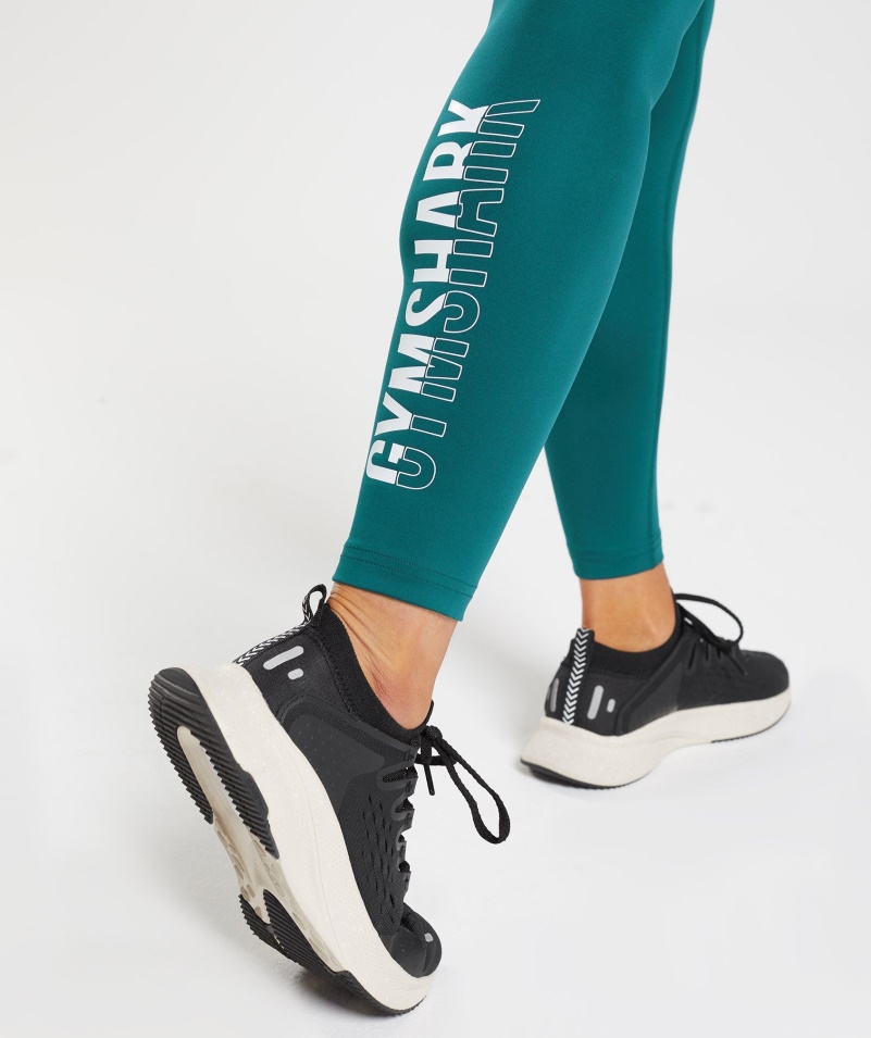 Gymshark Frakcie Legíny Zimné Modrozelené