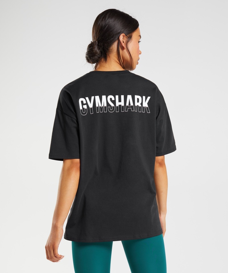 Oversized Tričko Gymshark Frakcie čierno-biele