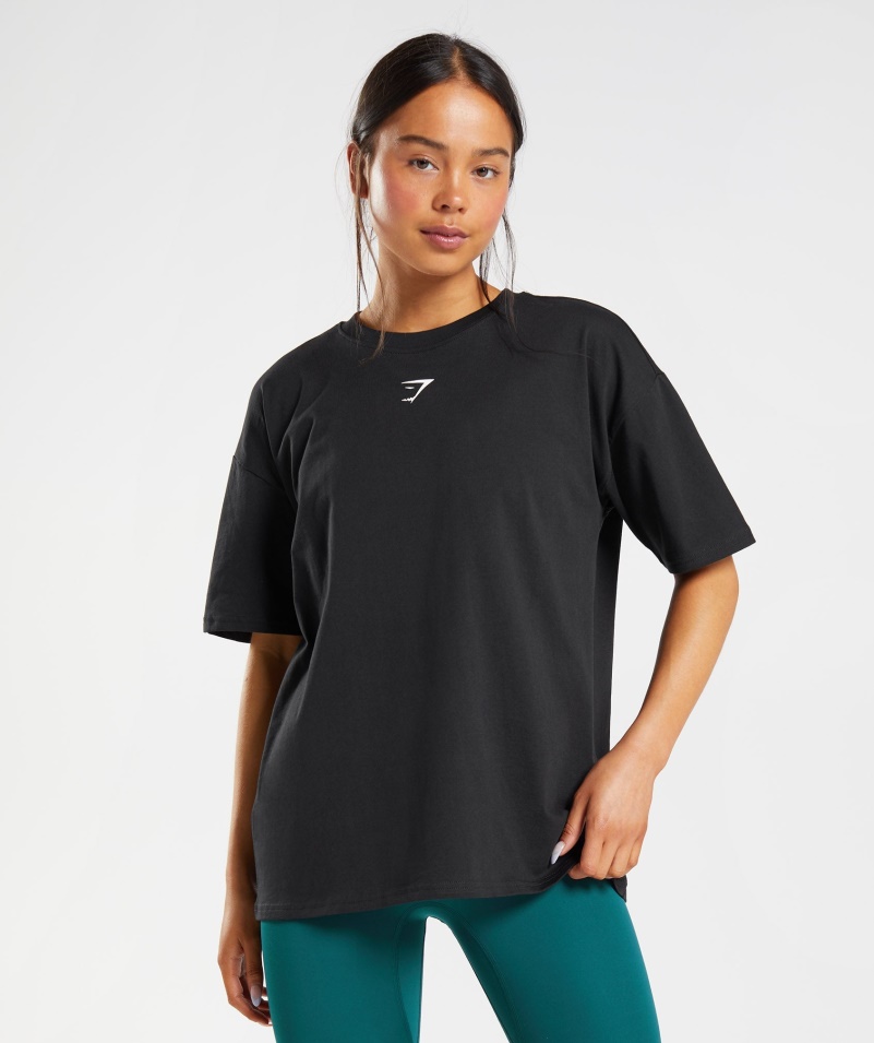 Oversized Tričko Gymshark Frakcie čierno-biele